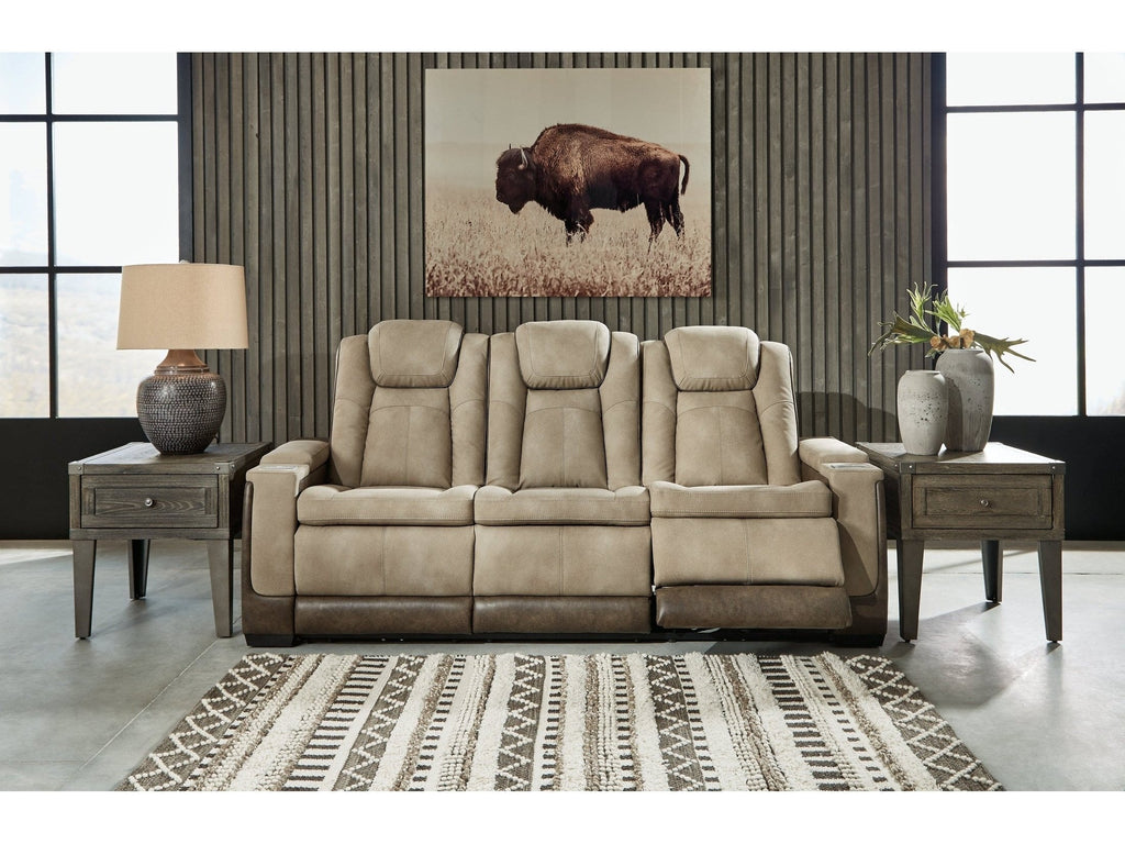 Next-Gen DuraPella Sand Power Reclining Sofa w/ Drop-Down Table