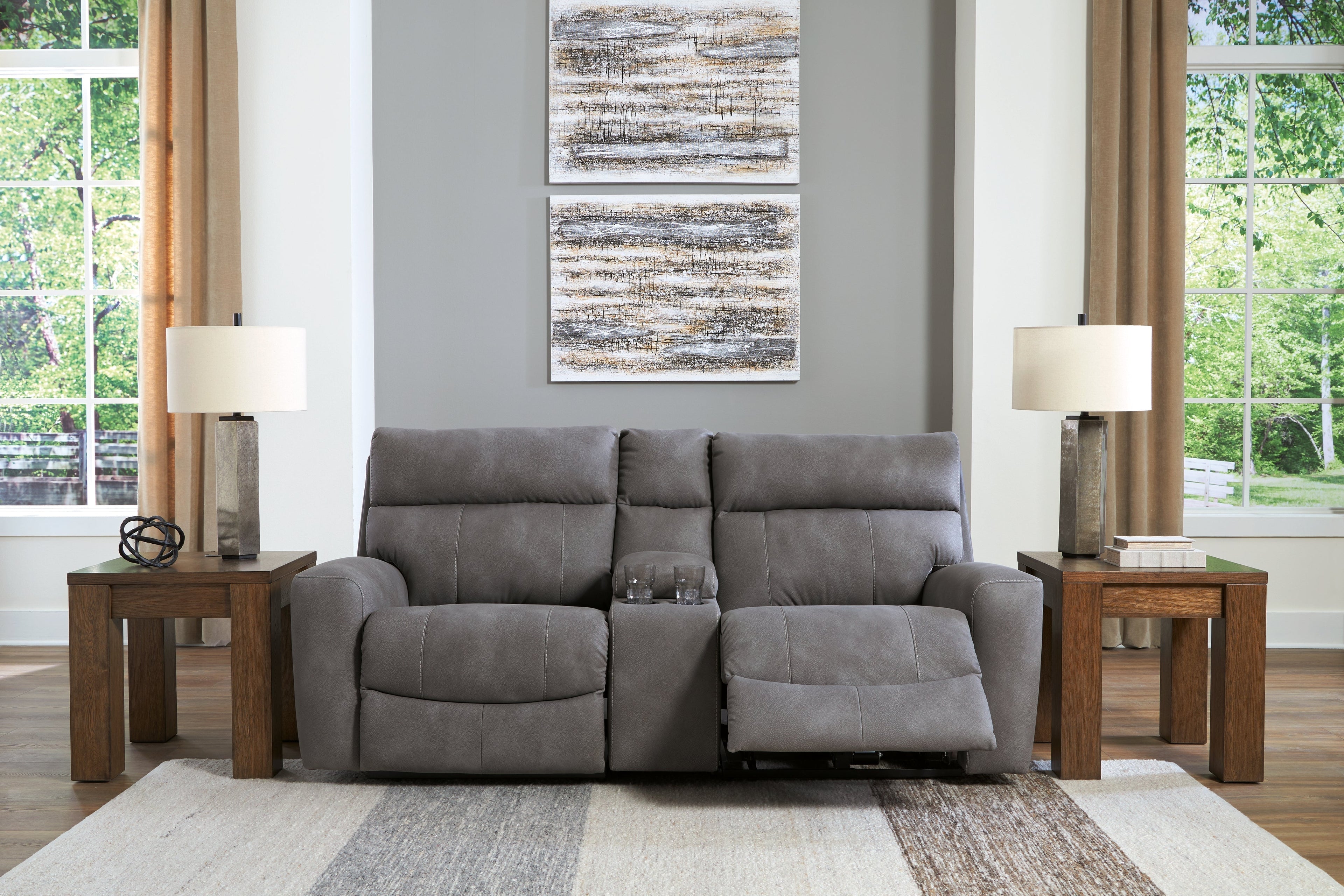 Next-Gen DuraPella 3 Pc Power Reclining Sectional Loveseat, Slate