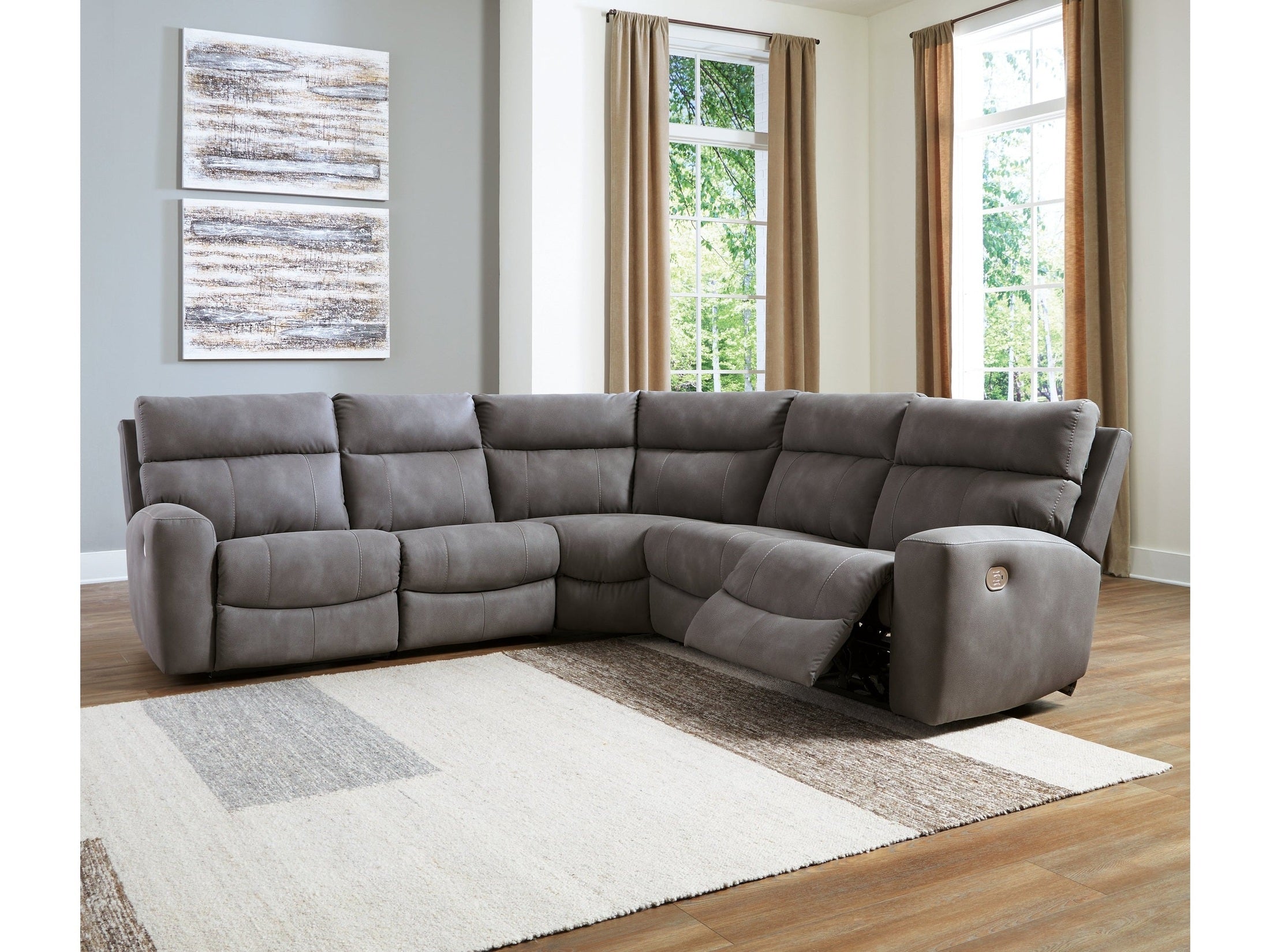 Next-Gen DuraPella 5 Pc Power Reclining Sectional, Slate