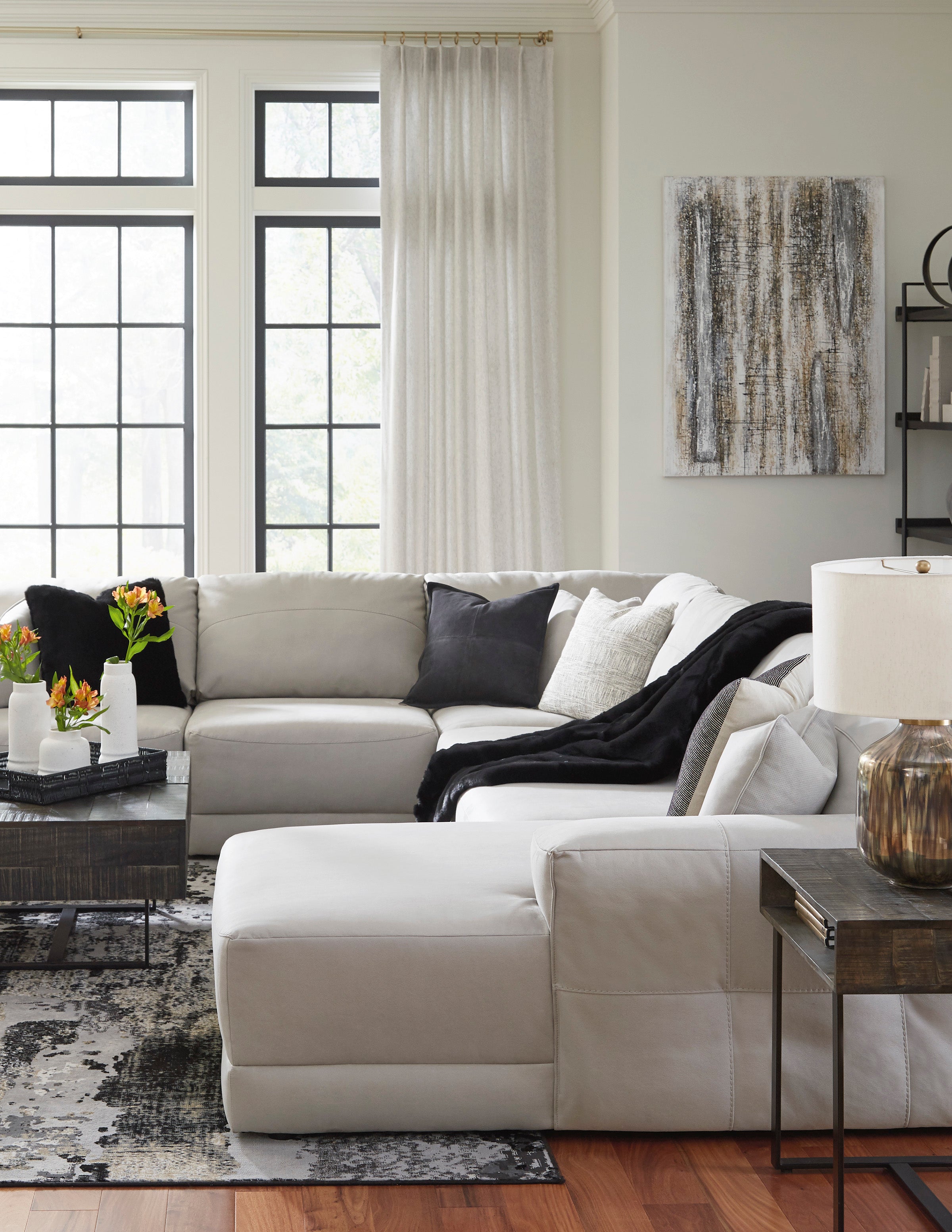 Next-Gen Gaucho Gray 6-Piece RAF Chaise Sectional
