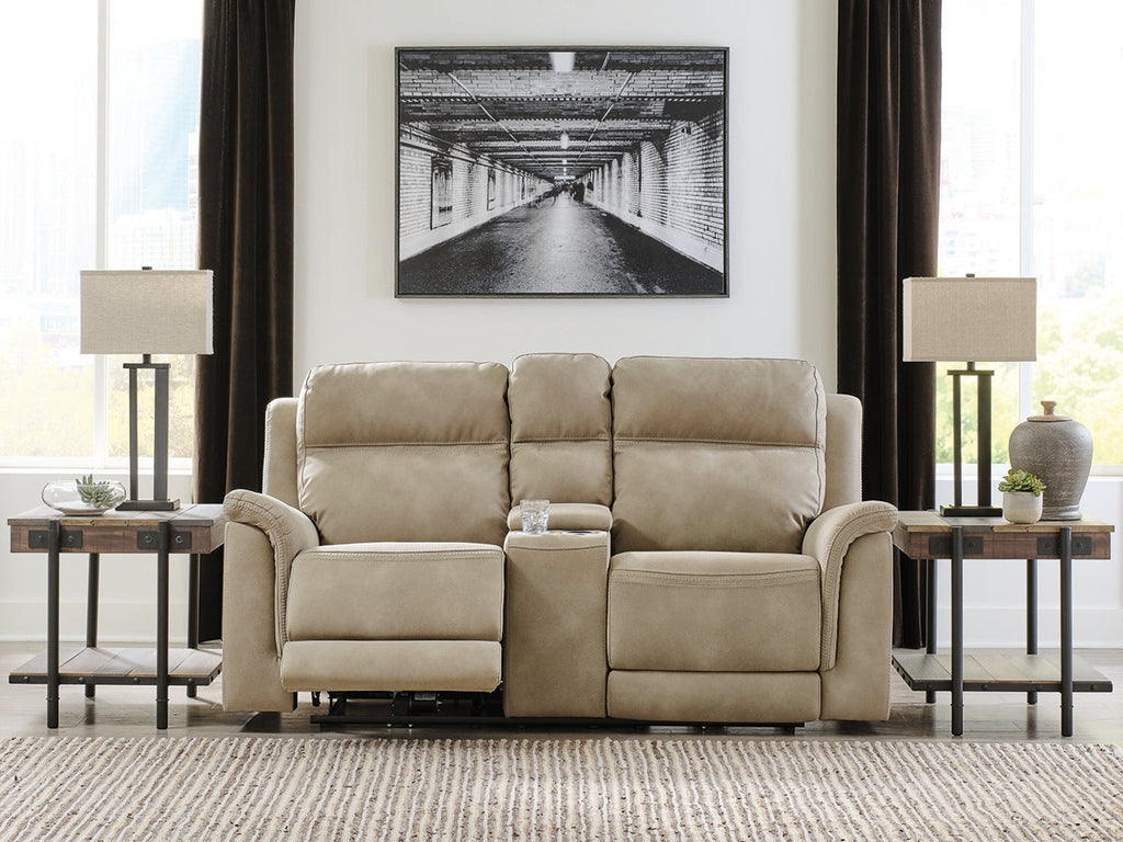 NextGen DuraPella Sand Power Reclining Loveseat w/ Console