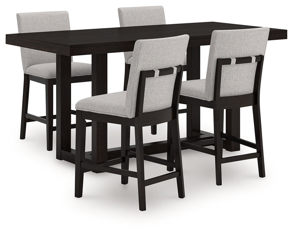Neymorton Dark Grayish Counter Height Dining Table and 4 Barstools, Brown