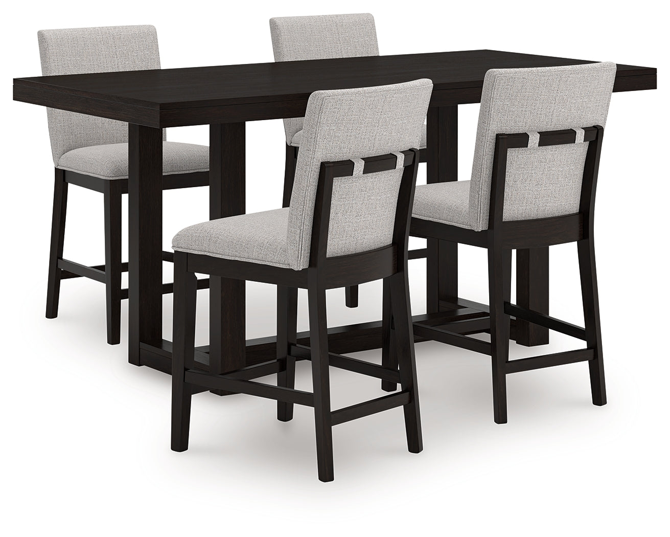Neymorton Dark Grayish Counter Height Dining Table and 4 Barstools, Brown