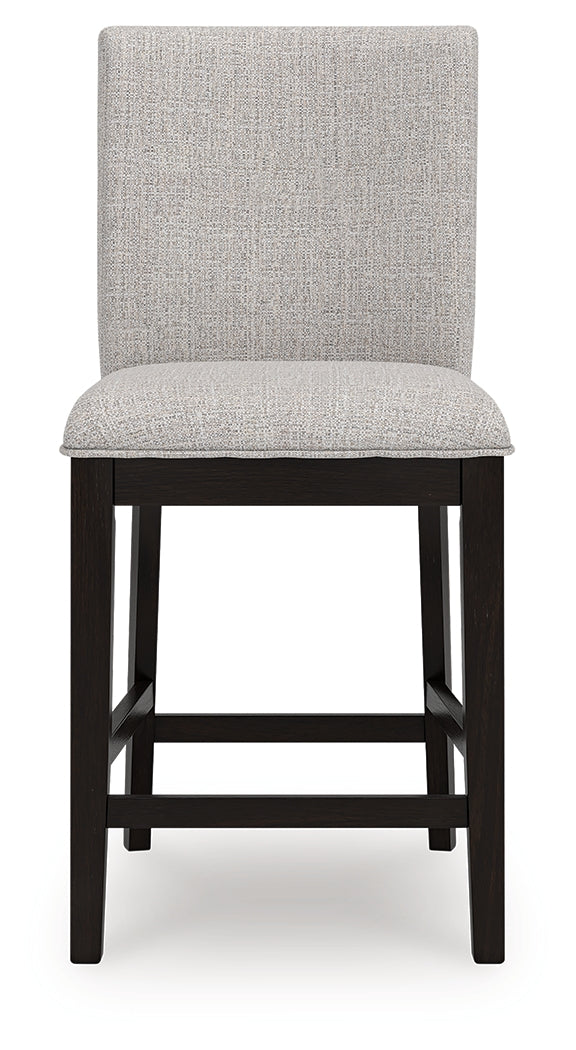 Neymorton Dark Grayish Counter Height Dining Table and 6 Barstools, Brown