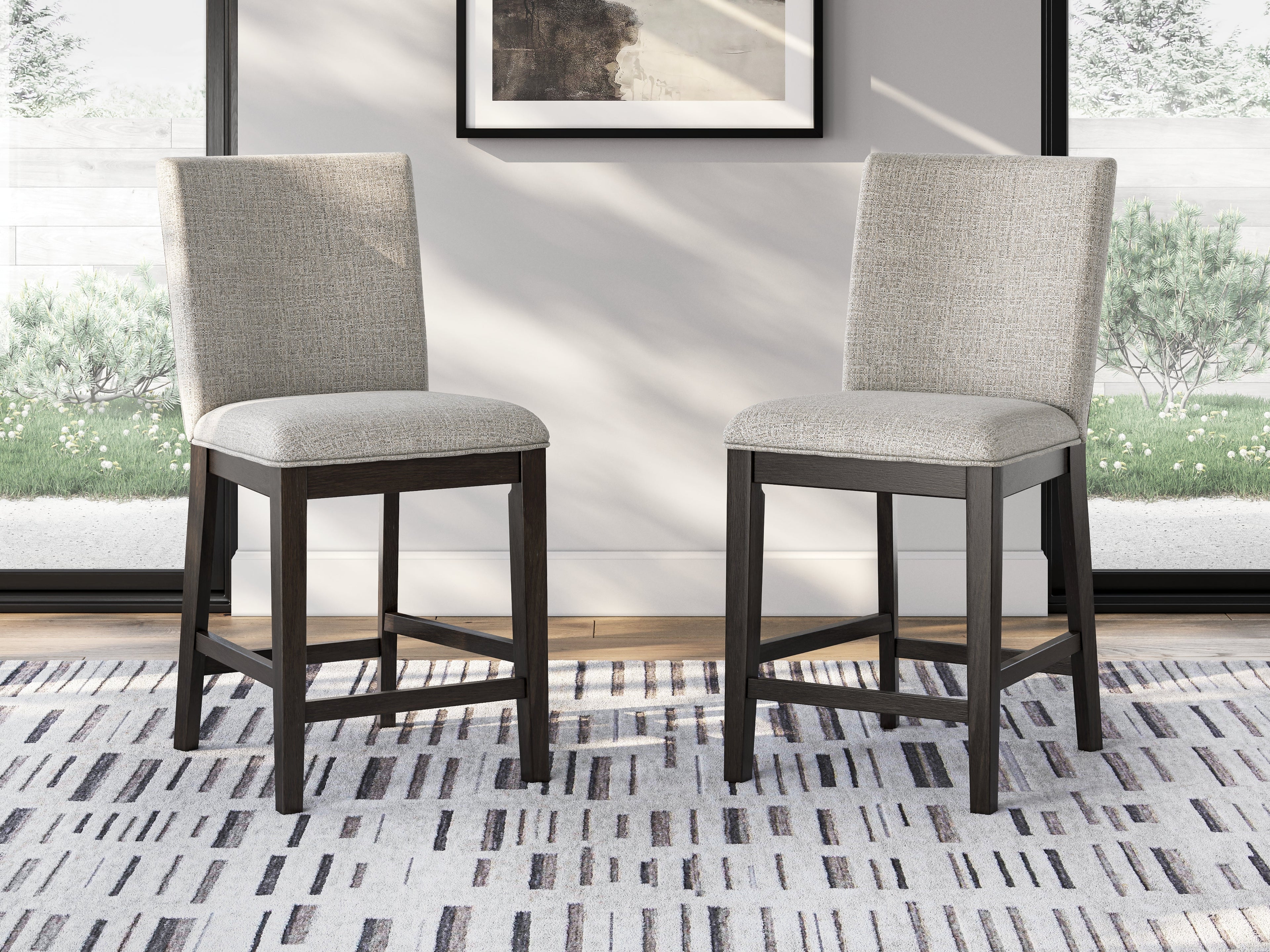 Neymorton Dark Grayish Counter Height Dining Table and 6 Barstools, Brown