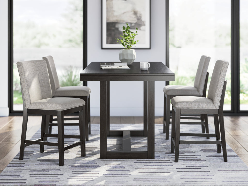 Neymorton Dark Grayish Counter Height Dining Table and 4 Barstools, Brown