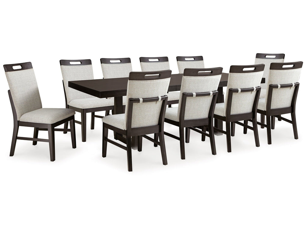 Neymorton Dark Grayish Brown Dining Table w/10 Chairs