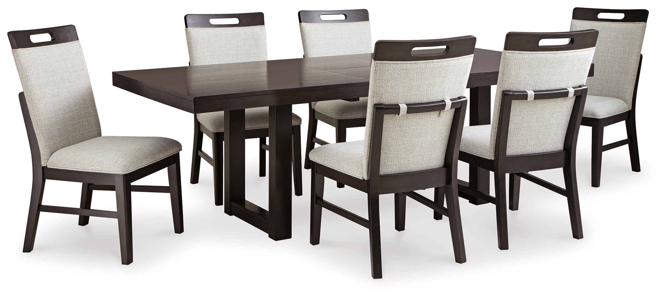 Neymorton Dark Grayish Brown Dining Table w/6 Chairs
