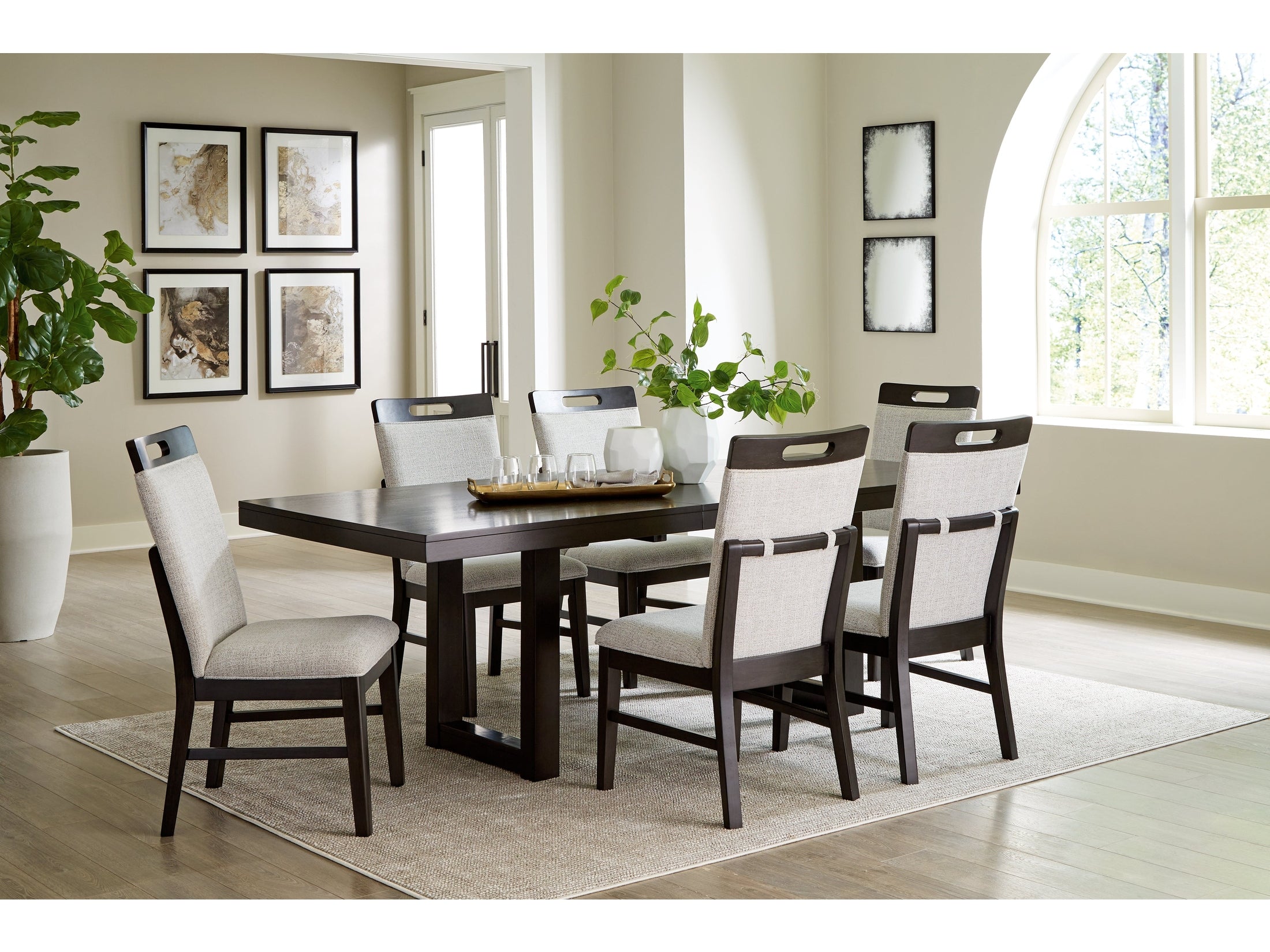 Neymorton Dark Grayish Brown Dining Table w/6 Chairs