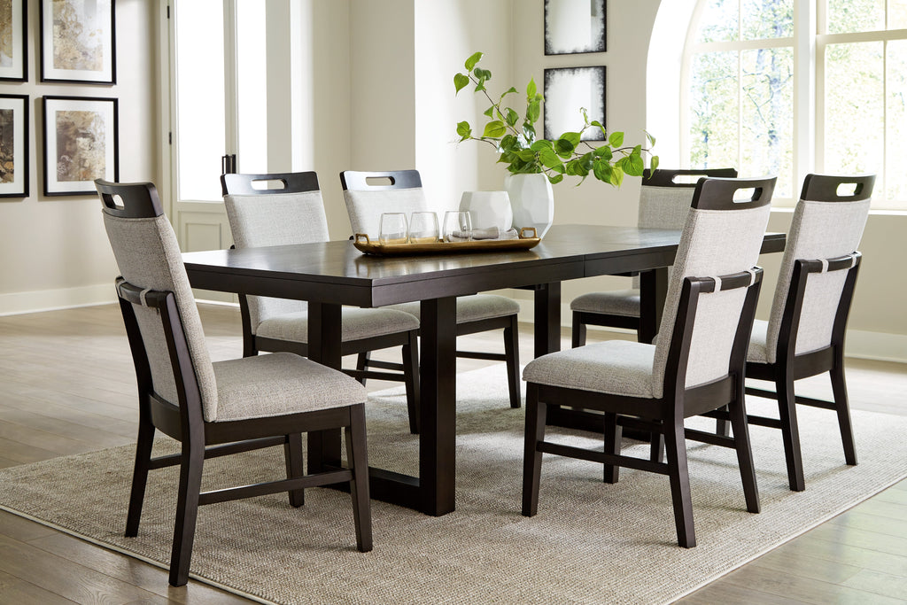 Neymorton Dark Grayish Brown Dining Table w/6 Chairs