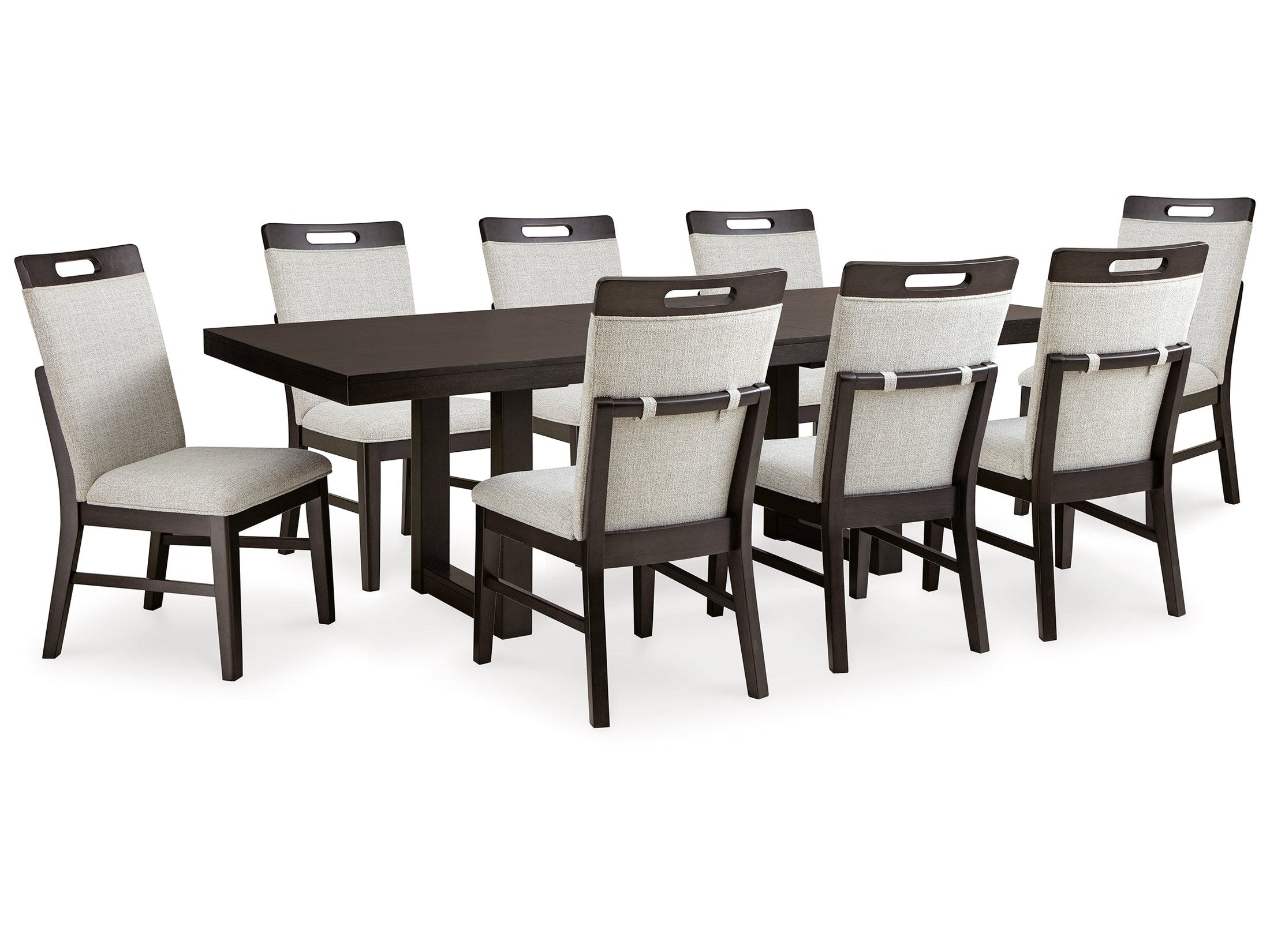 Neymorton Dark Grayish Brown Dining Table w/8 Chairs