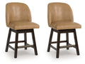 Neymorton Dark Grayish Faux leather Upholstered Swivel Barstool, Brown