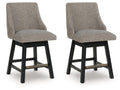 Neymorton Dark Grayish Brown Upholstered Swivel Barstool (Set of 2)