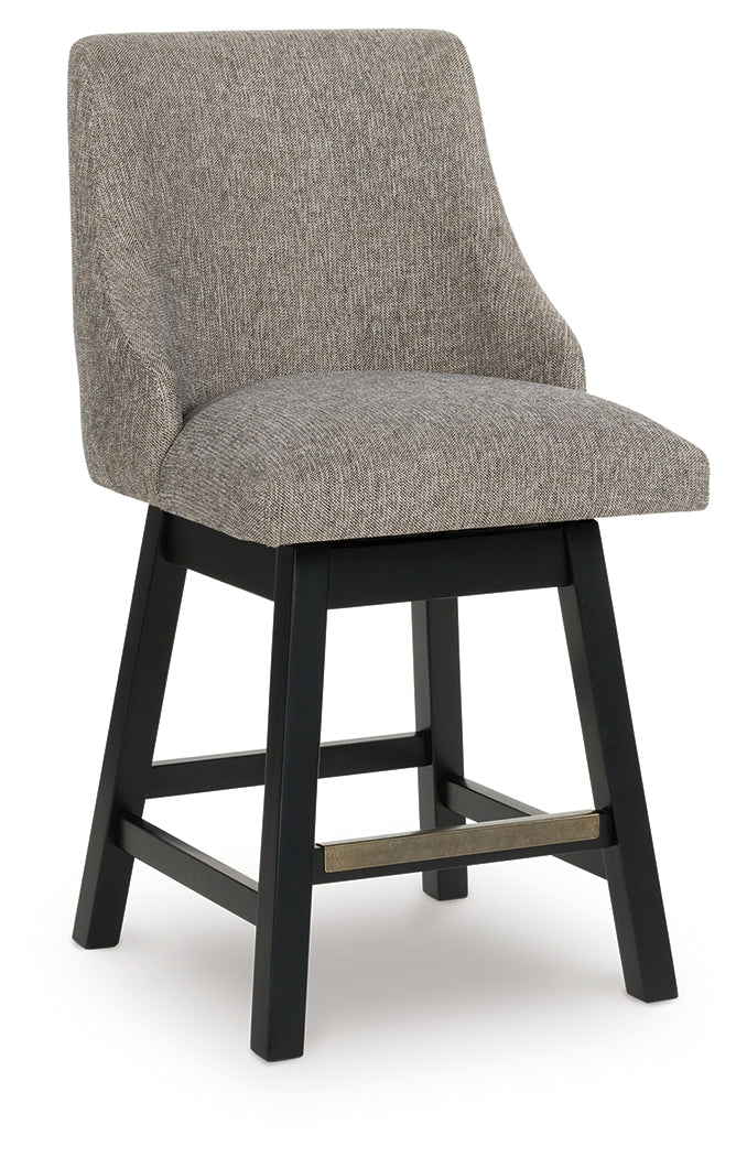 Neymorton Dark Grayish Brown Upholstered Swivel Barstool (Set of 2)
