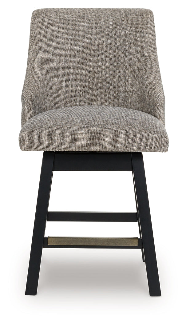 Neymorton Dark Grayish Brown Upholstered Swivel Barstool (Set of 2)