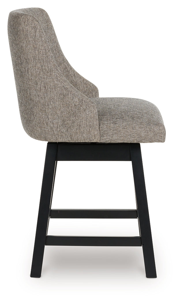 Neymorton Dark Grayish Brown Upholstered Swivel Barstool (Set of 2)