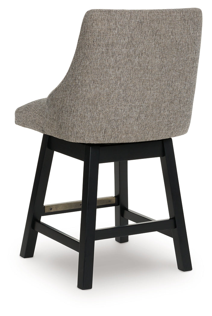Neymorton Dark Grayish Brown Upholstered Swivel Barstool (Set of 2)