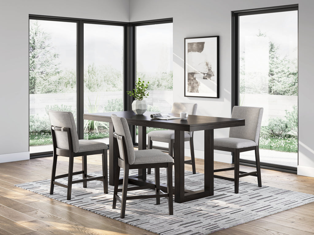 Neymorton Dark Grayish Counter Height Dining Table and 4 Barstools, Brown