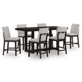 Neymorton Dark Grayish Counter Height Dining Table and 6 Barstools, Brown