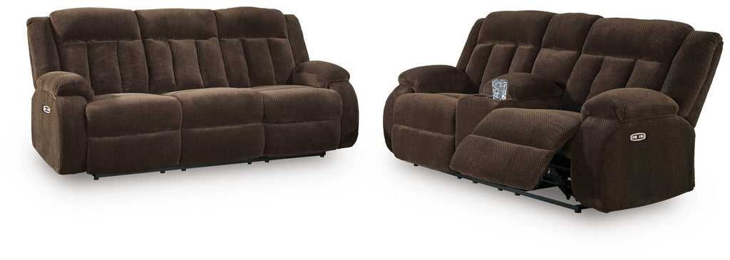 Observation Chocolate Power Reclining Sofa and Loveseat