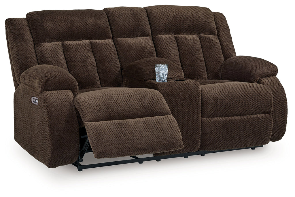 Observation Chocolate Power Reclining Sofa and Loveseat