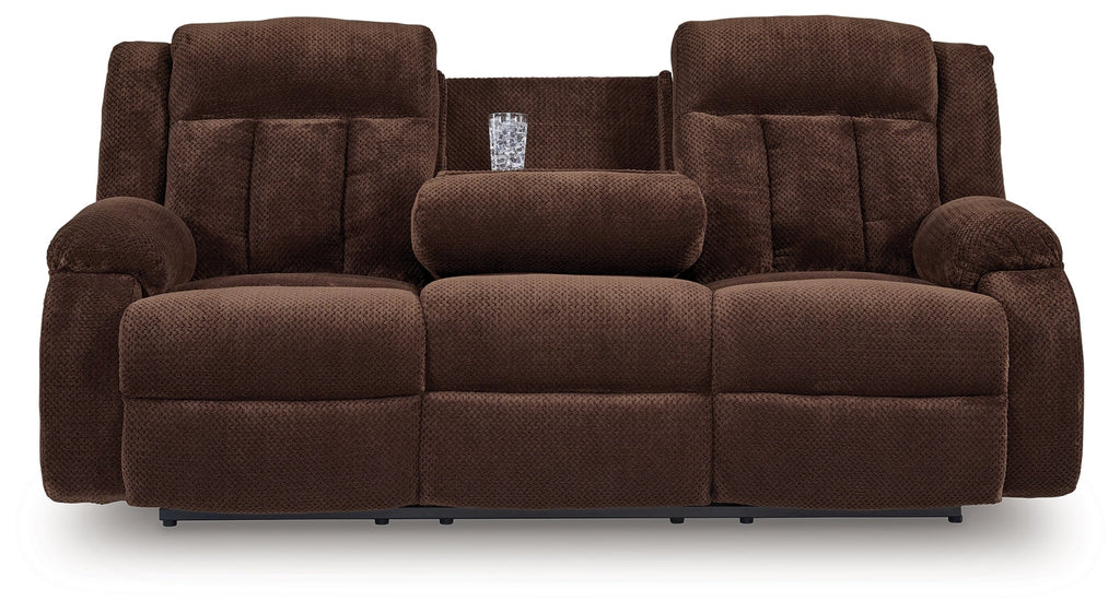 Observation Chocolate Power Reclining Sofa w/Drop Down Table