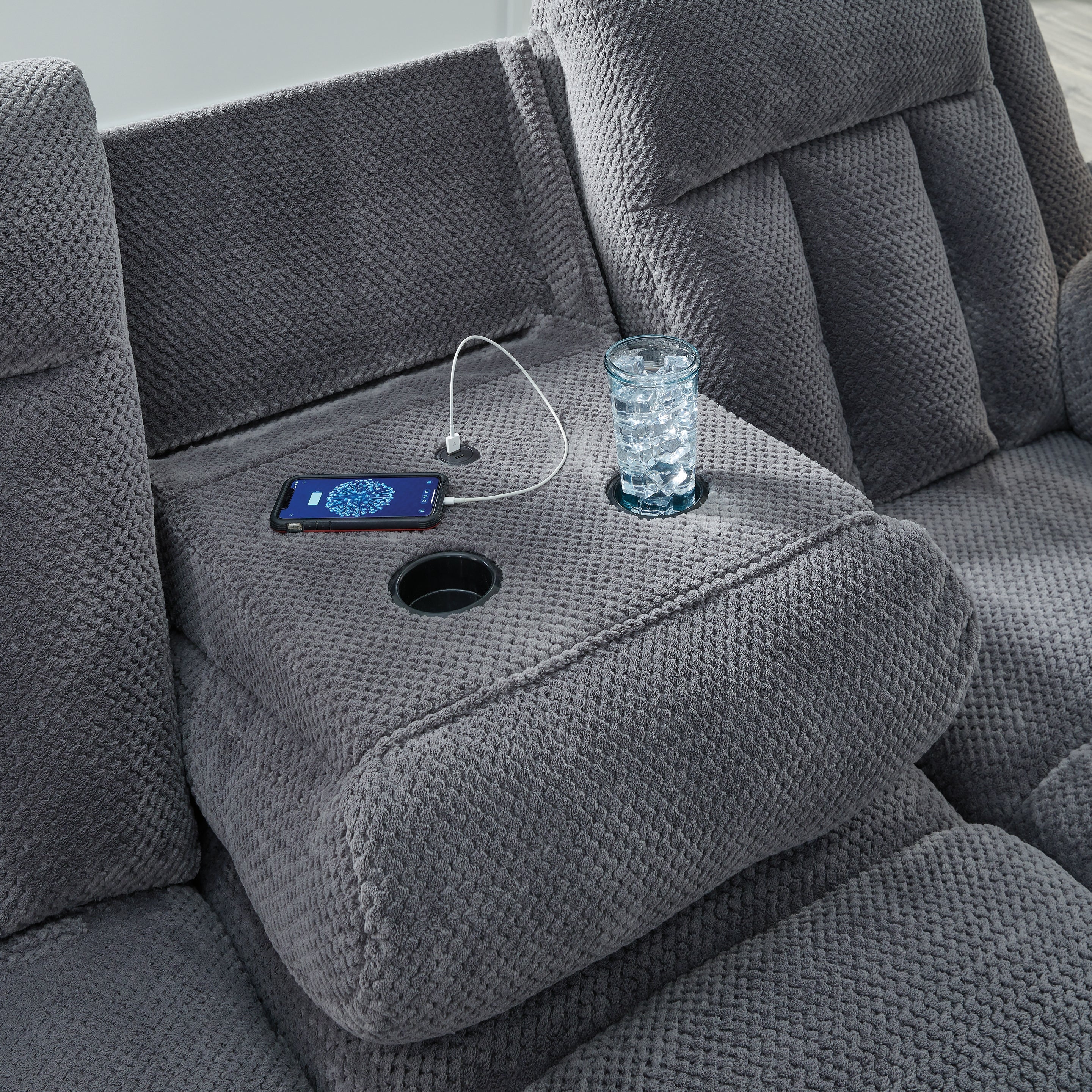 Observation Steel Power Reclining Sofa w/Drop Down Table