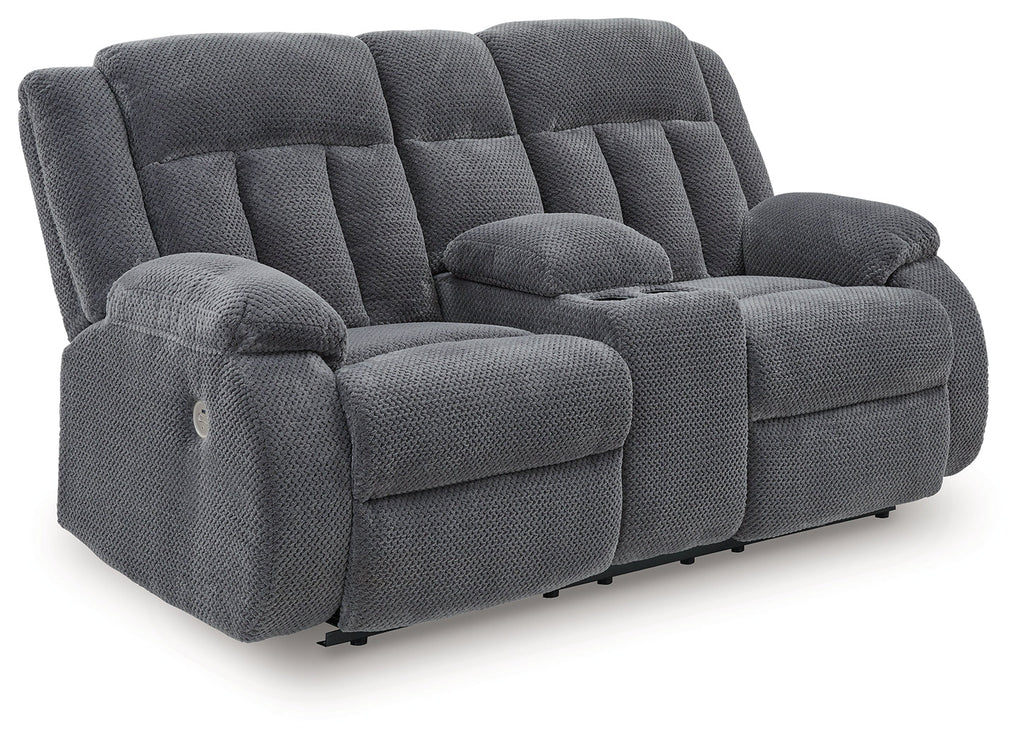 Observation Steel Reclining Power Loveseat w/Console