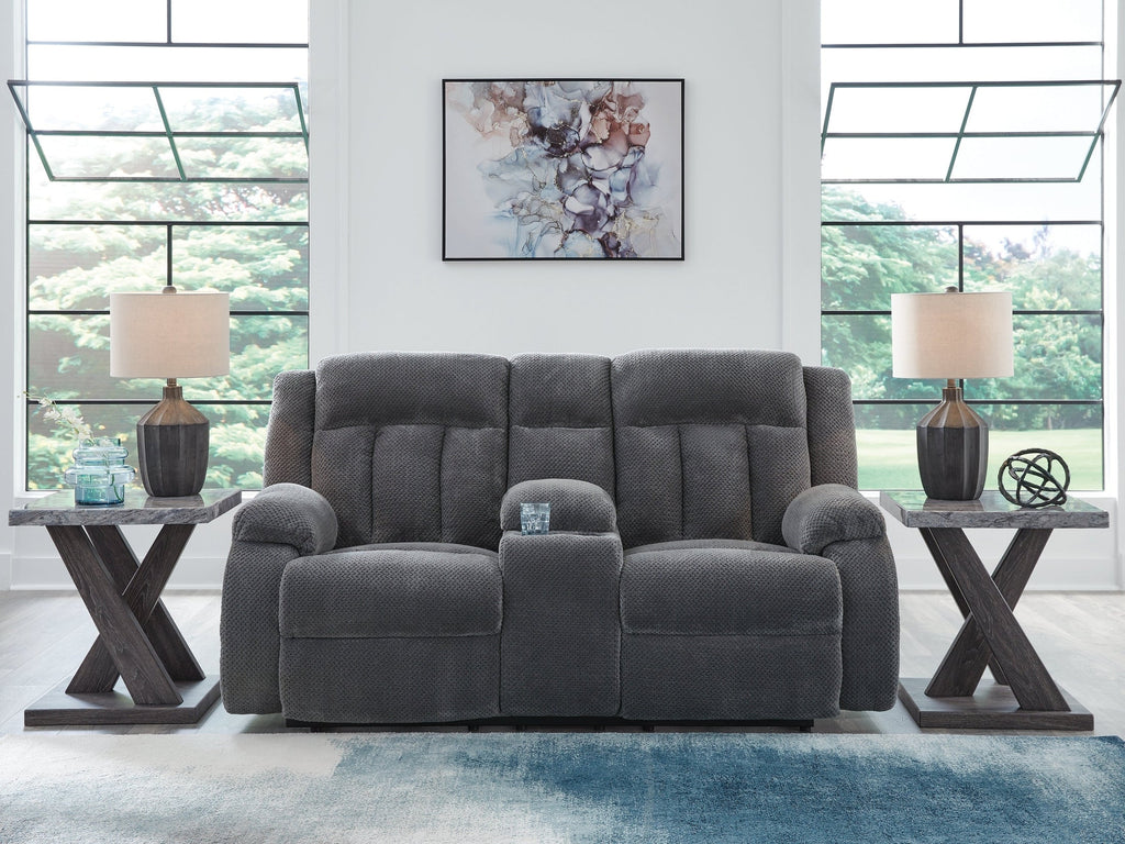 Observation Steel Reclining Power Loveseat w/Console