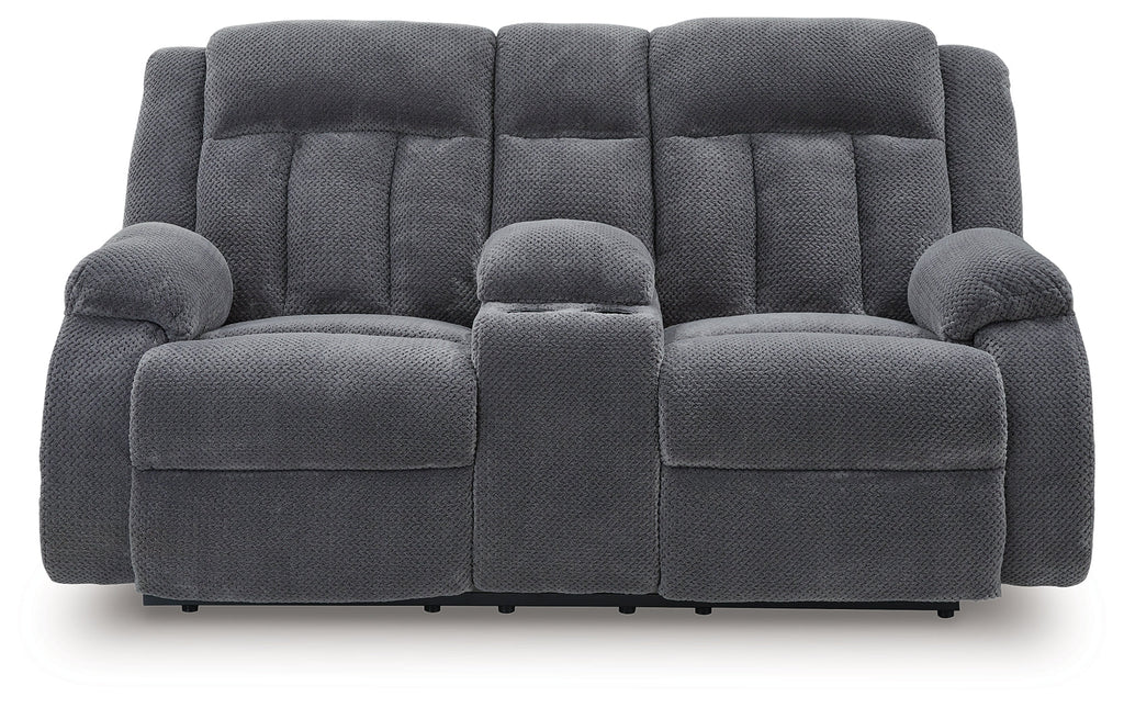 Observation Steel Reclining Power Loveseat w/Console