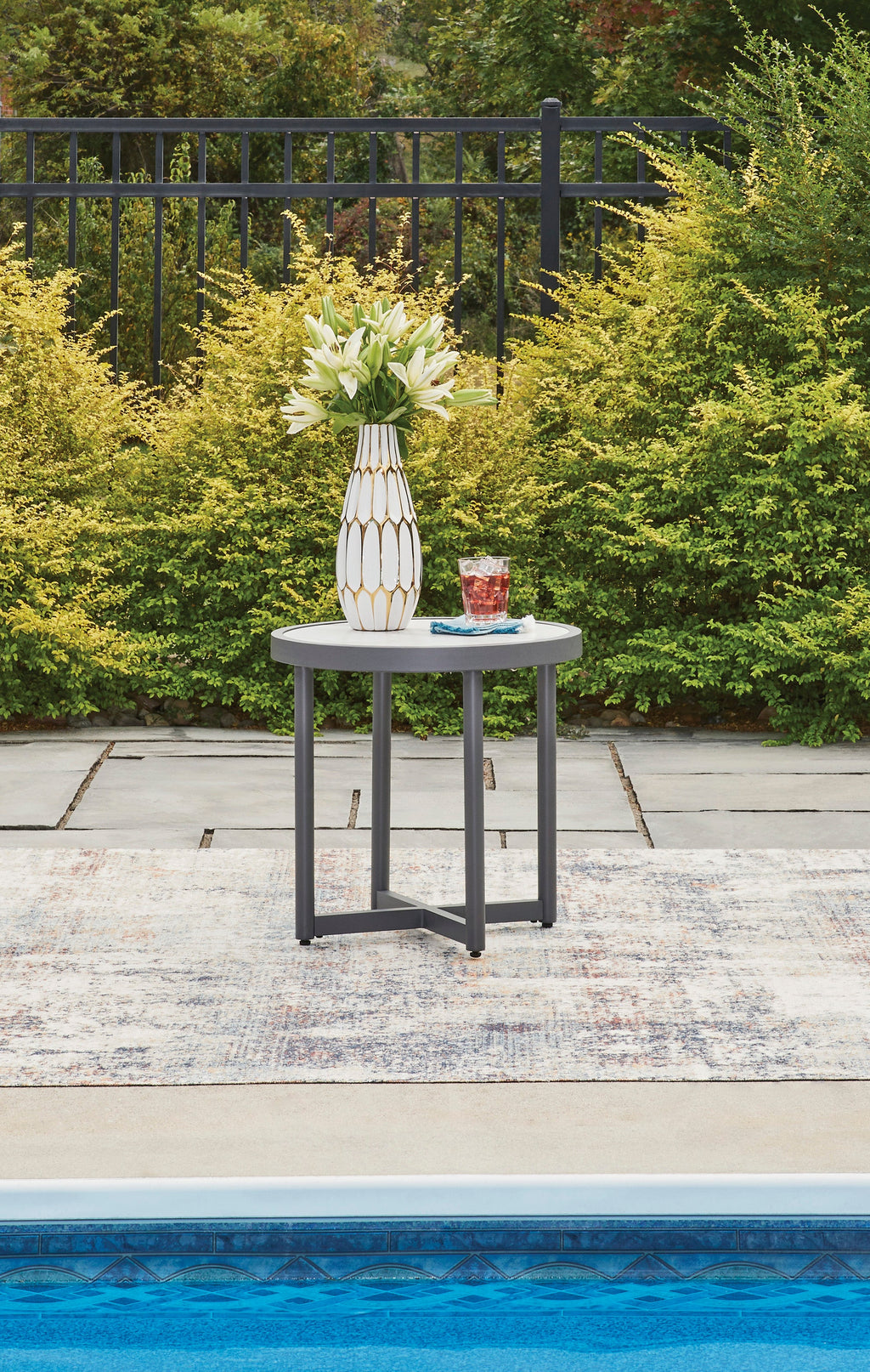 Ocean Beach Gray Round End Table