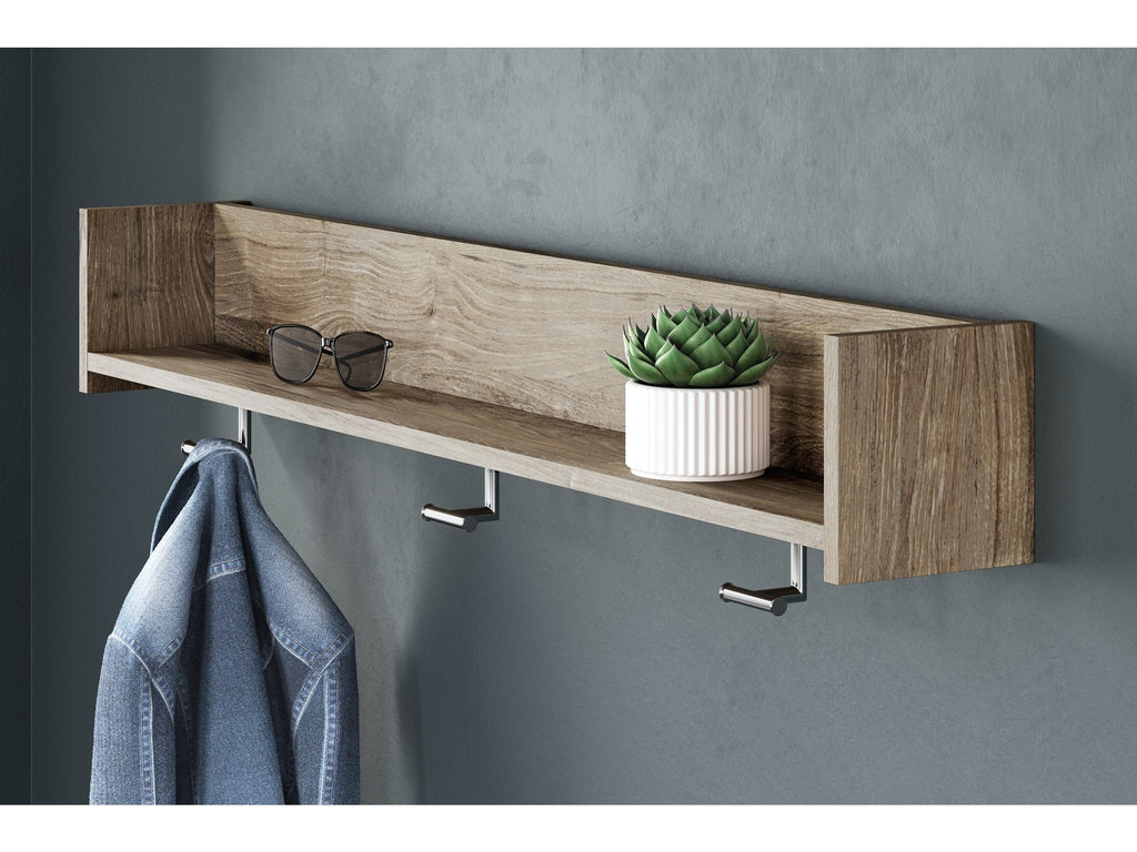 Oliah Natural Wall Mounted Coat Rack with Shelf