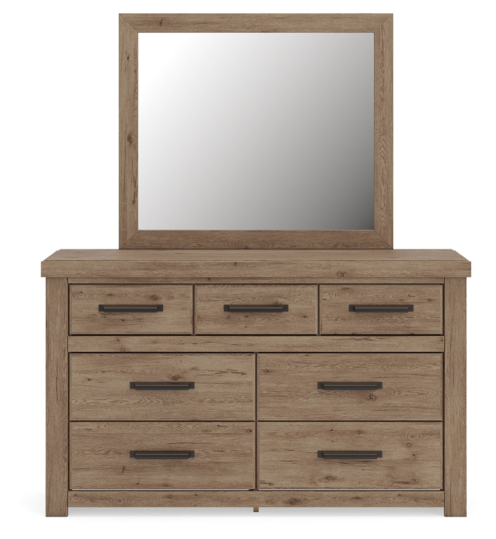 Oliandon Light Brown Dresser and Mirror
