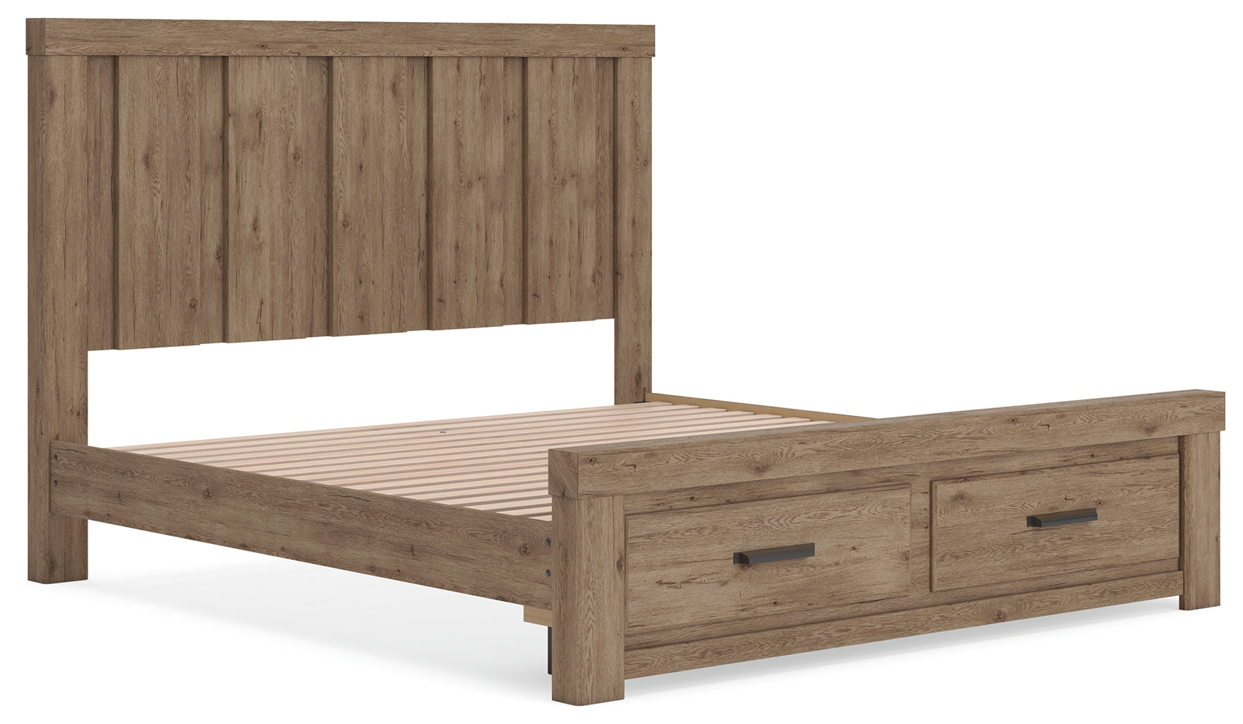 Oliandon Light Brown King Panel Storage Bed
