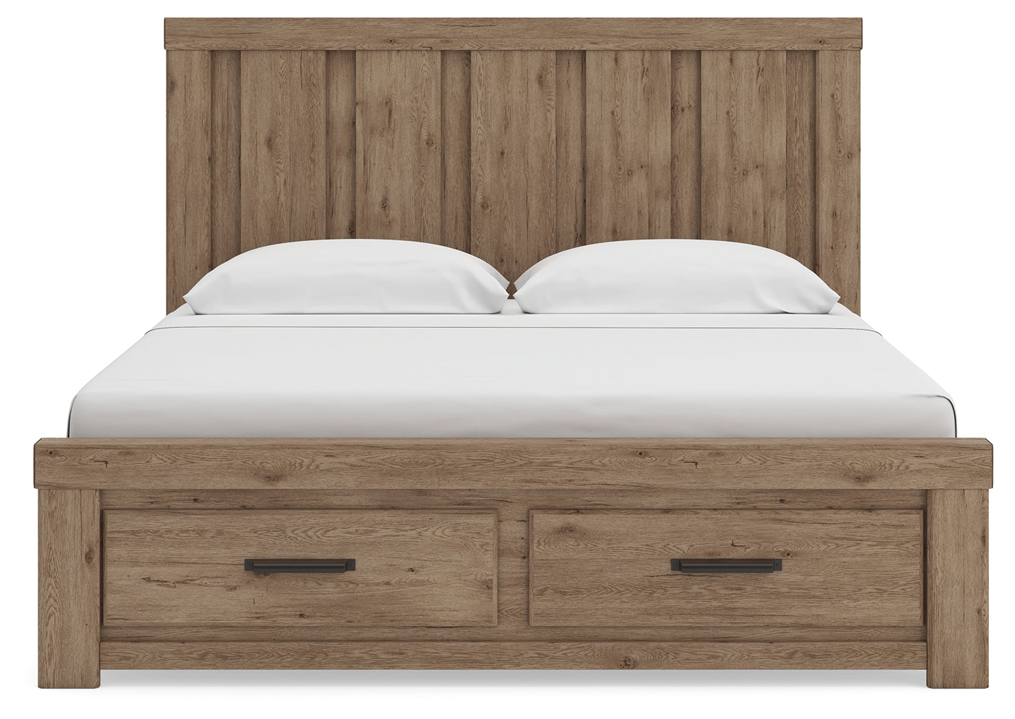 Oliandon Light Brown King Panel Storage Bed
