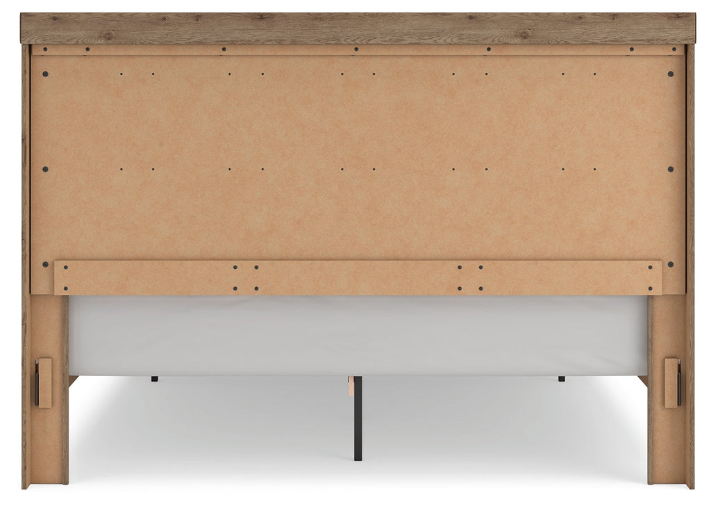 Oliandon Light Brown King Panel Storage Bed