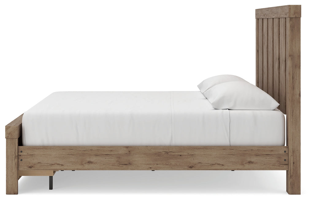 Oliandon Light Brown King Panel Storage Bed