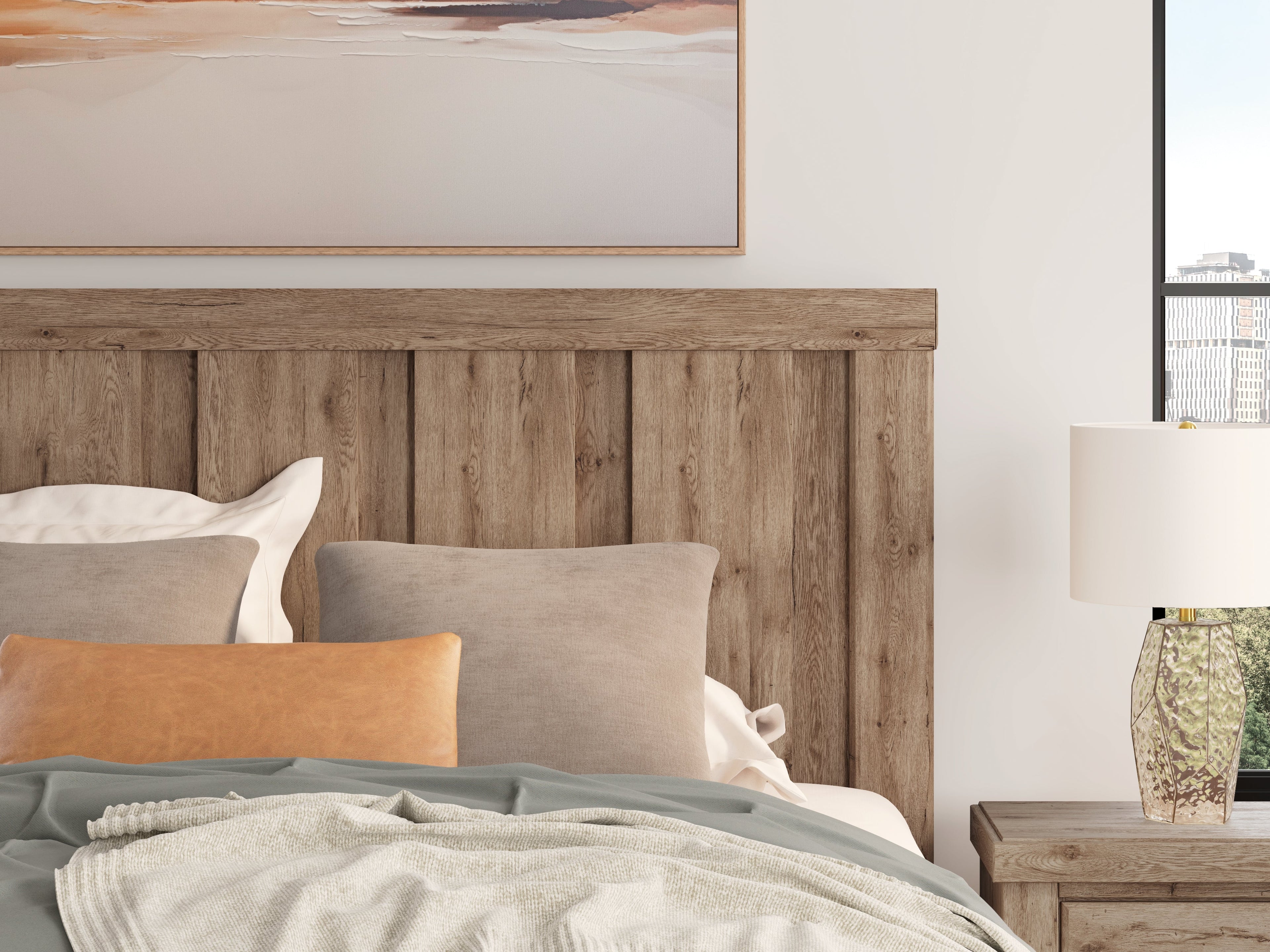 Oliandon Light Brown King Panel Storage Bed