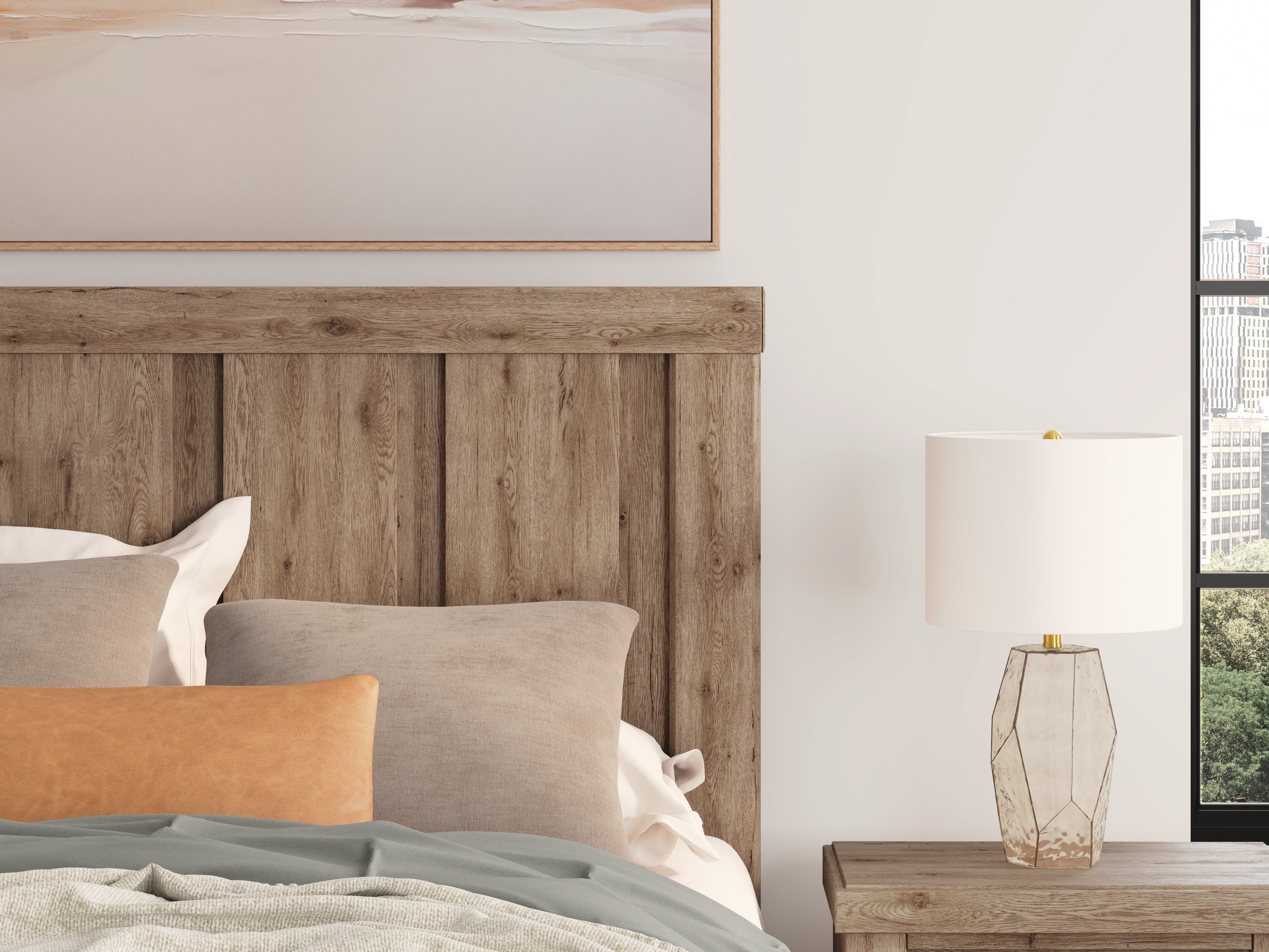 Oliandon Light Brown Queen Panel Bed