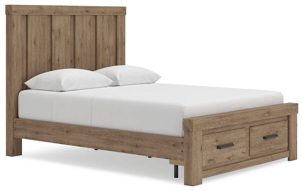 Oliandon Light Brown Queen Panel Storage Bed