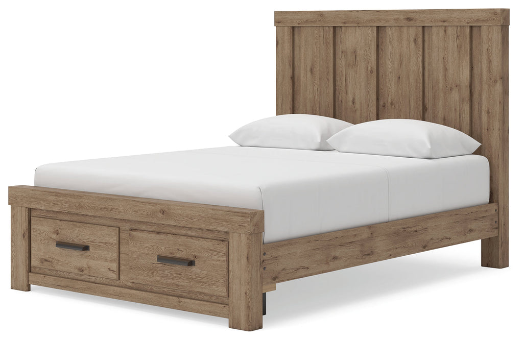 Oliandon Light Brown Queen Panel Storage Bed