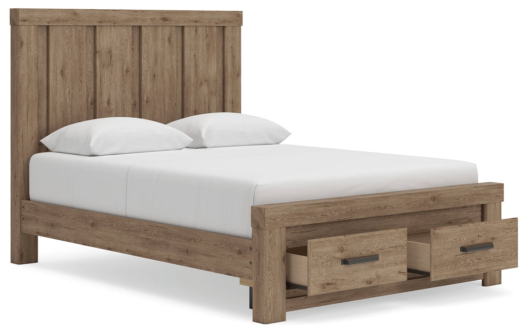 Oliandon Light Brown Queen Panel Storage Bed