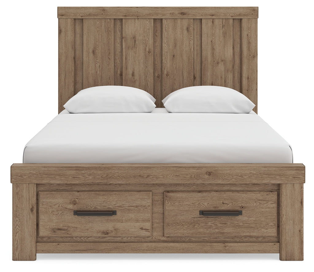 Oliandon Light Brown Queen Panel Storage Bed