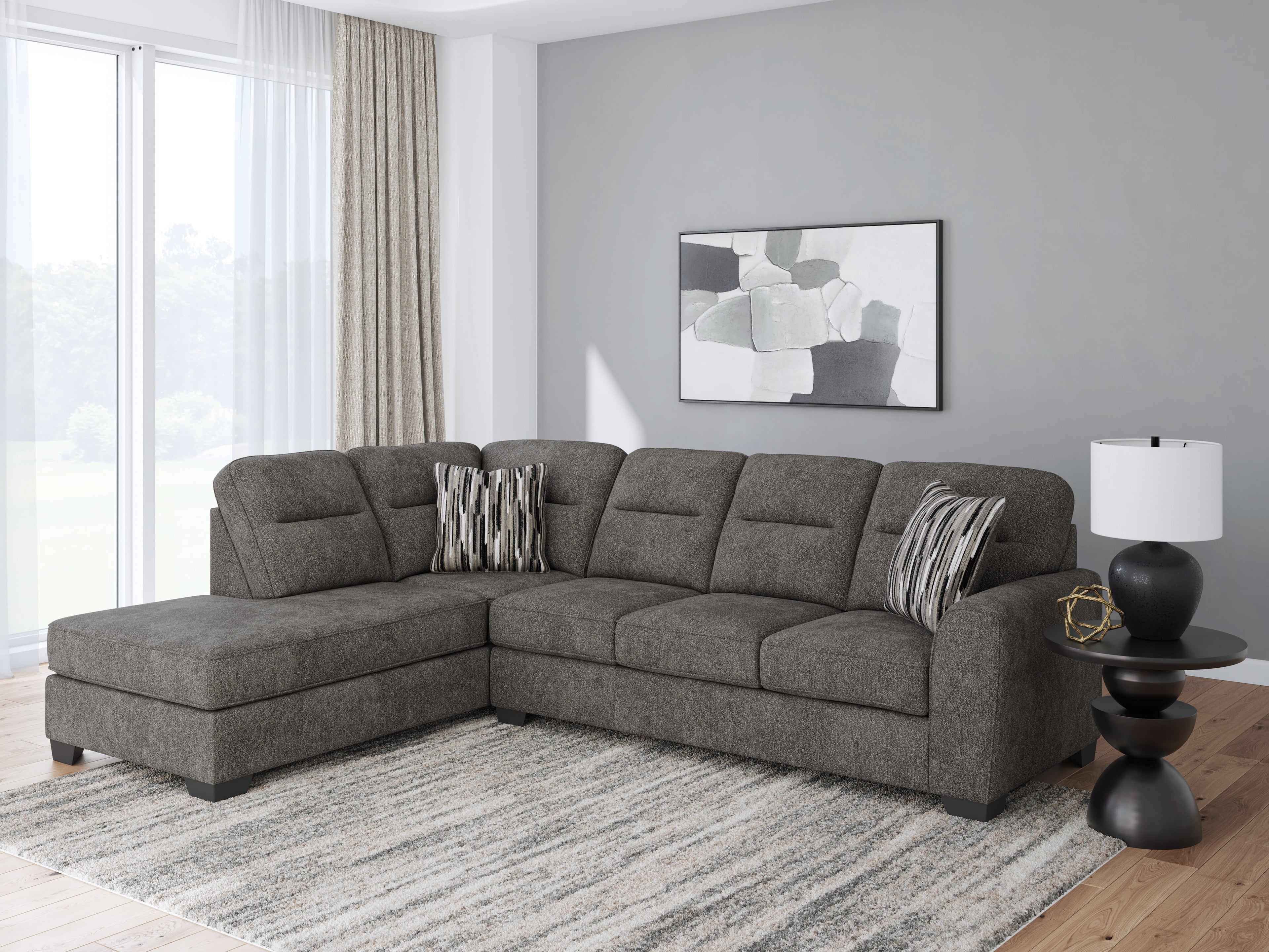 Olten Graphite 2-Piece LEF Sectional with Chaise