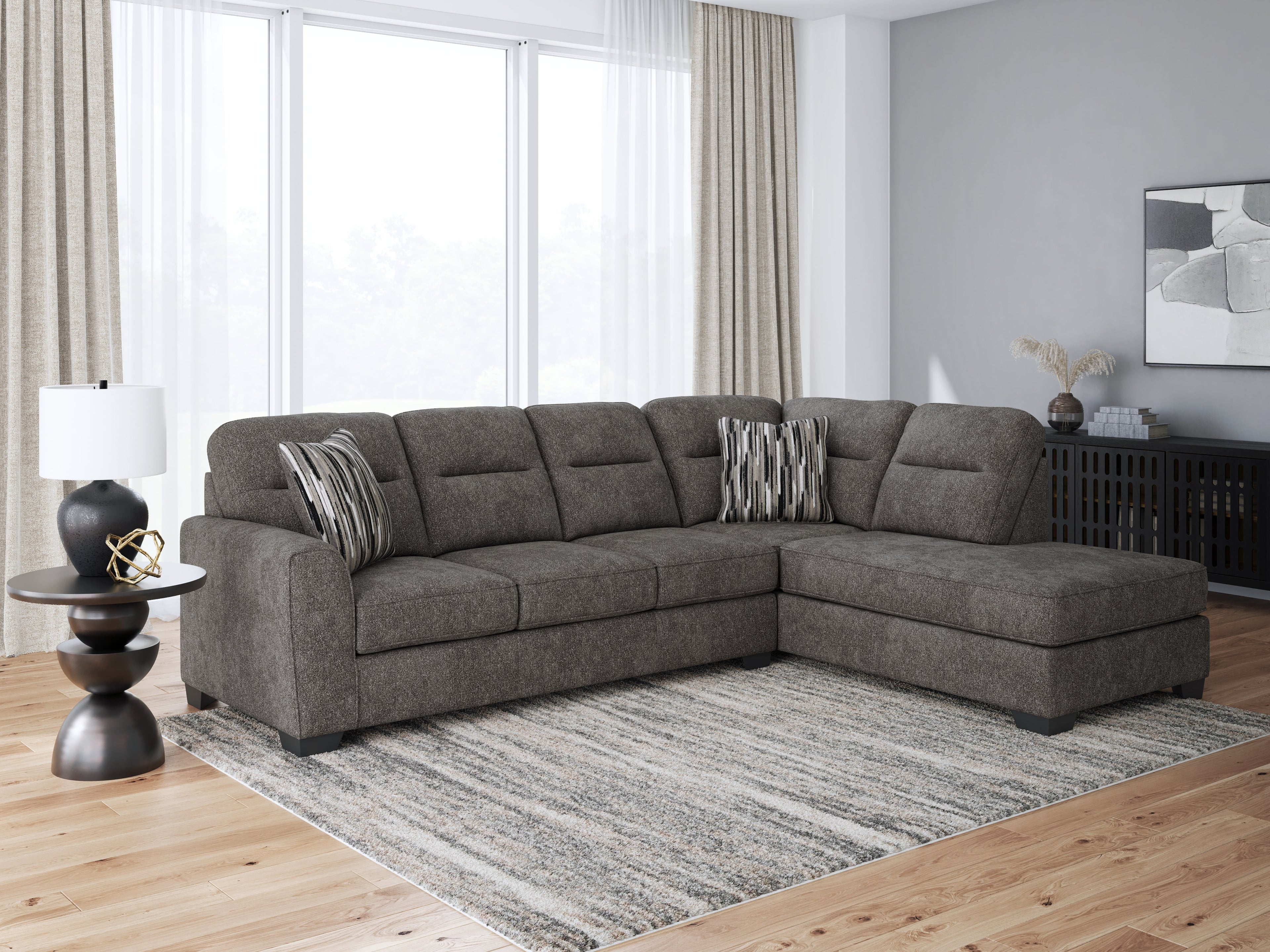 Olten Graphite 2-Piece Sectional with Chaise
