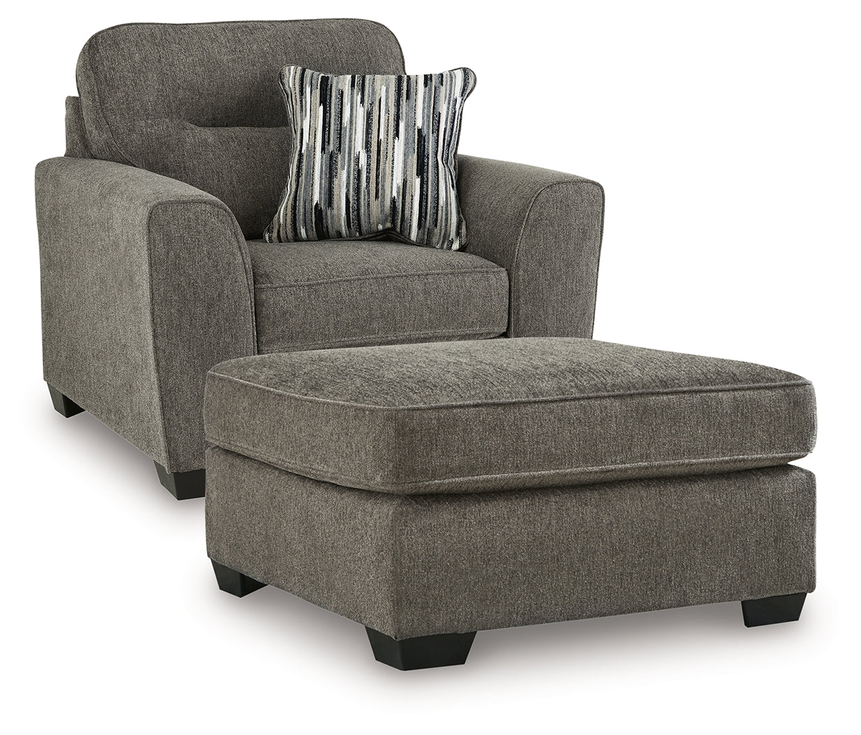 Olten Graphite Oversized Chair and Accent Ottoman