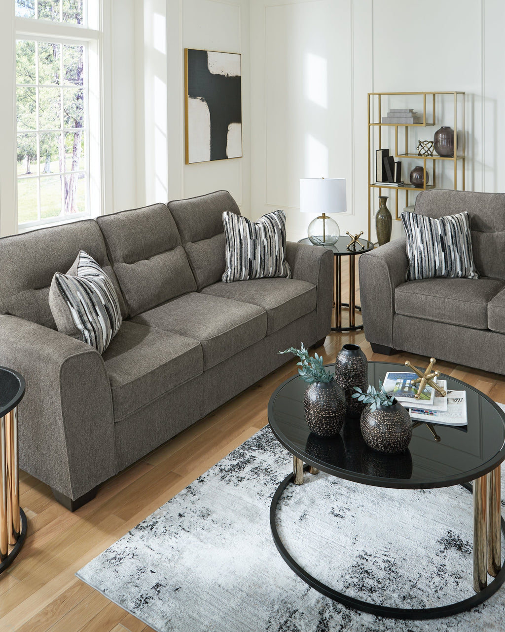 Olten Graphite Sofa and Loveseat