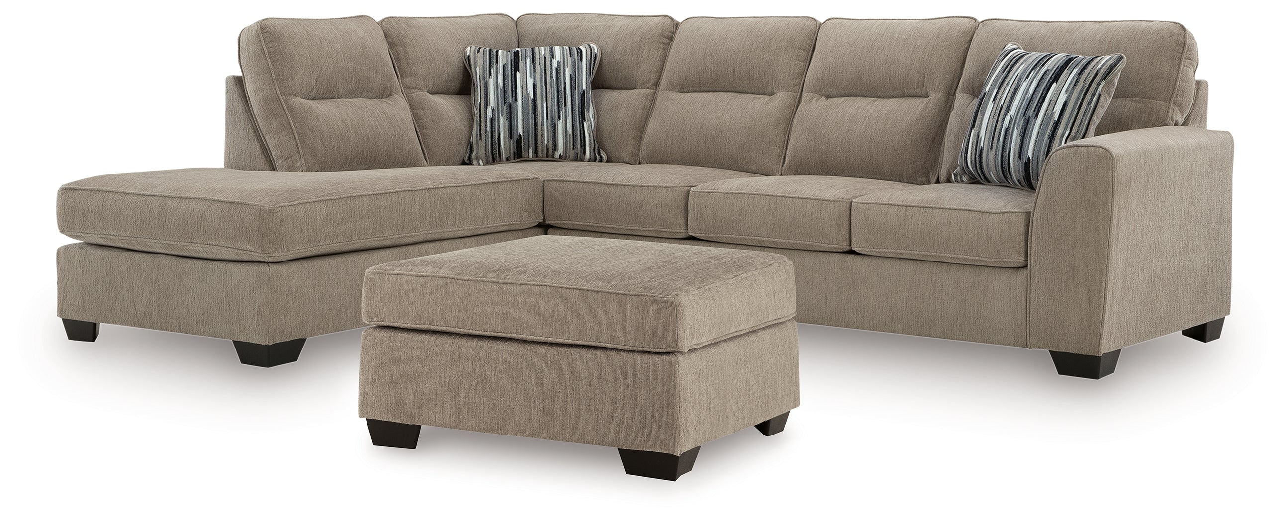 Olten Mocha 2-Piece Sectional with Chaise and Ottoman