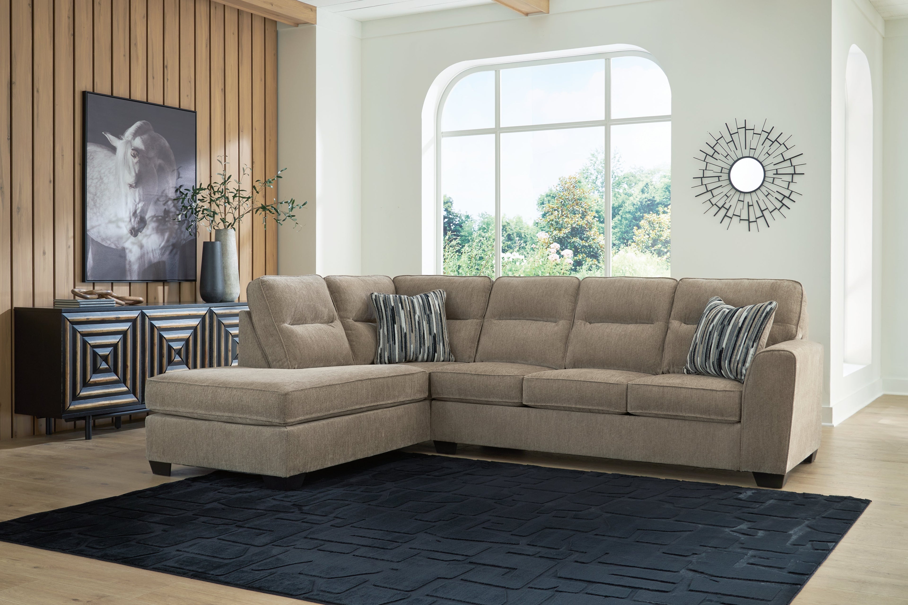 Olten Mocha 2-Piece Sectional with Chaise and Ottoman