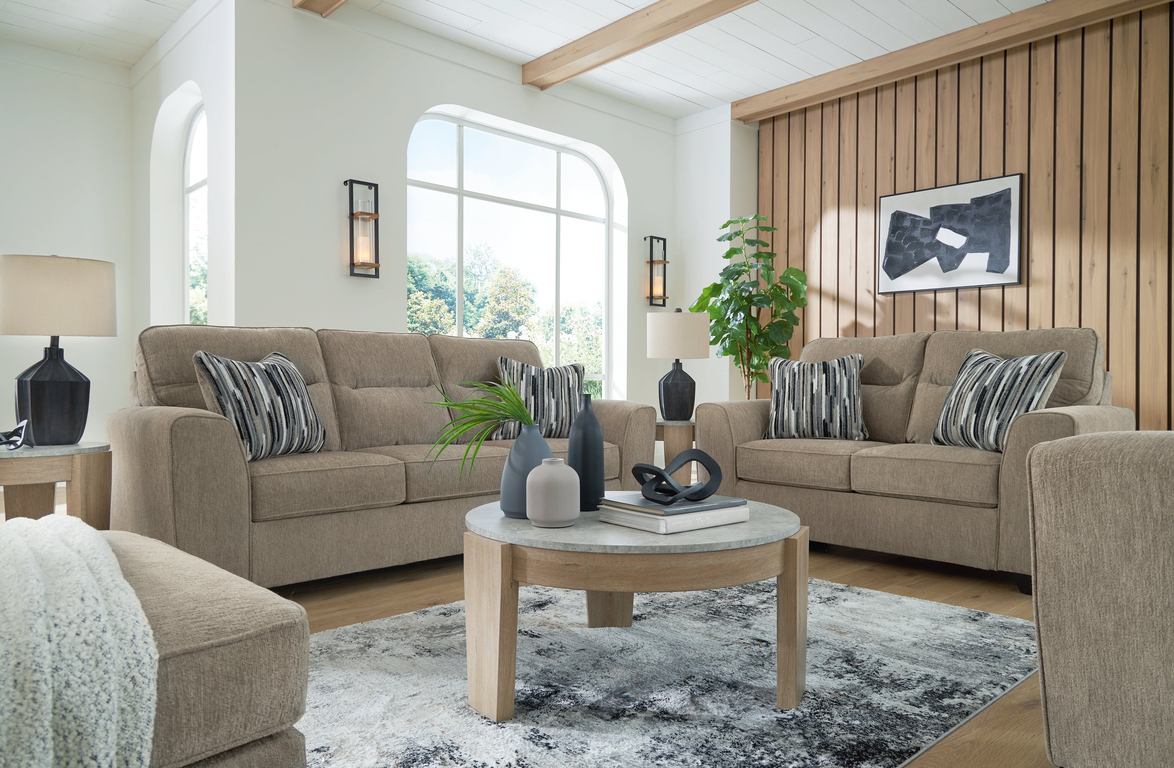 Olten Mocha Sofa and Loveseat
